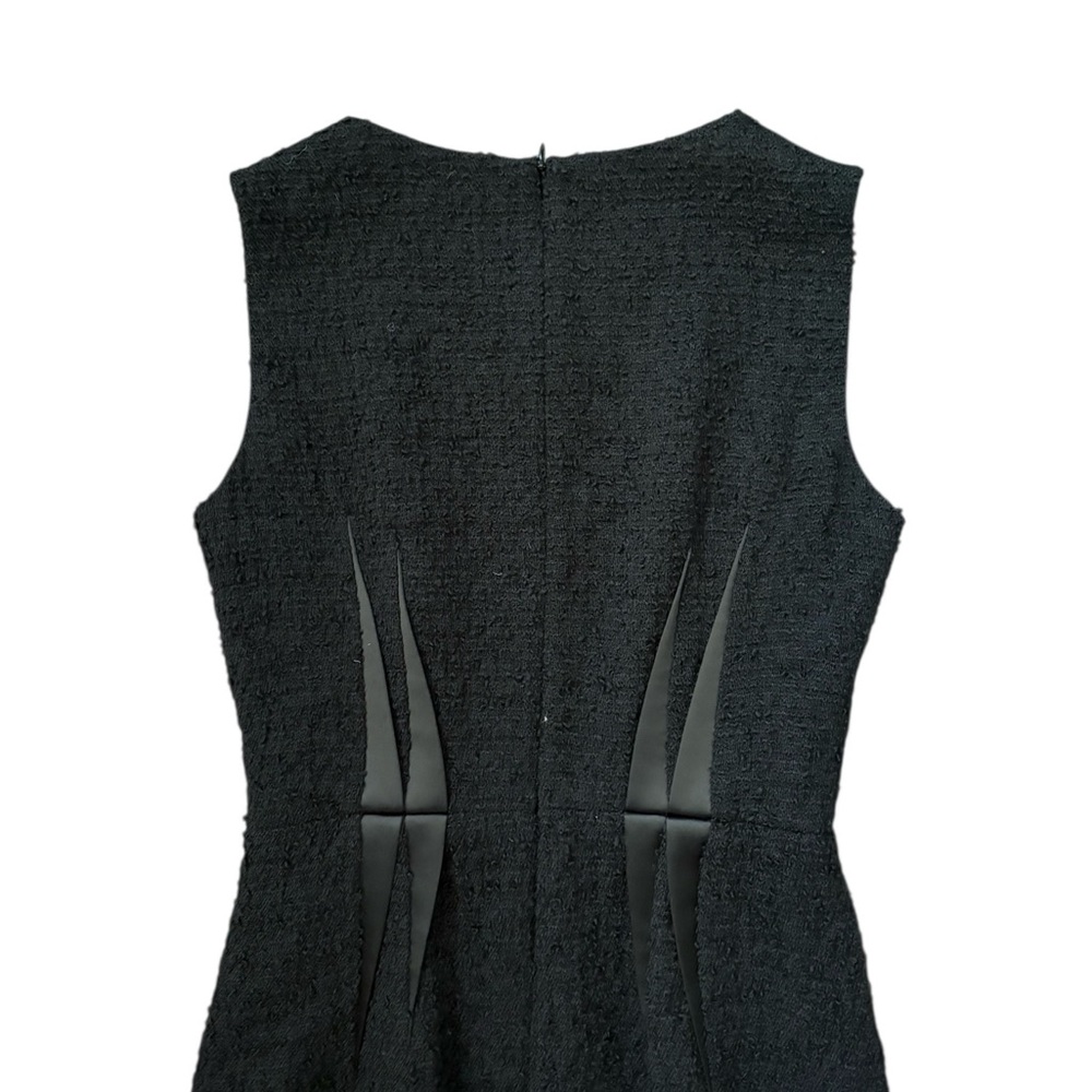 Armani Collezioni Wool Blend Tweed Black Sleeveless Sheath Midi Dress Size 2 - Picture 10 of 15